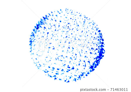 Blue color ink in round shape textured background as stamp or frame with copy space Blue color ink in round shape textured background as stamp or frame with copy space 71463011
