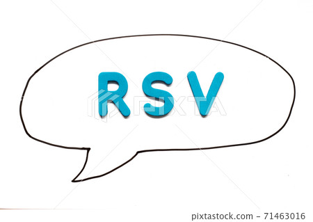 Alphabet letter with word RSV (Respiratory syncytial virus) in black line hand drawing as bubble speech on white board background Alphabet letter with word RSV (Respiratory syncytial virus) in black line hand drawing as bubble speech on white board background 71463016