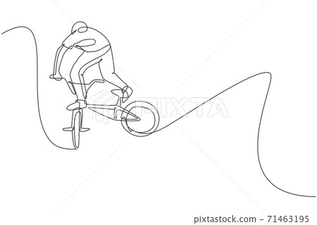 continuous line drawing of young BMX 