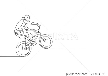 continuous line drawing of young BMX 