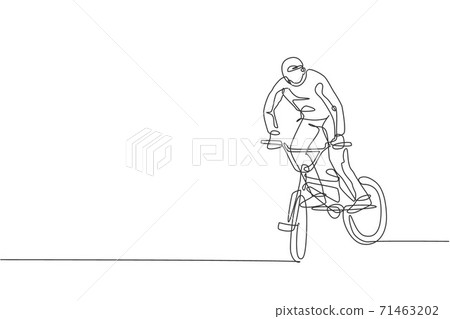 continuous line drawing of young BMX 