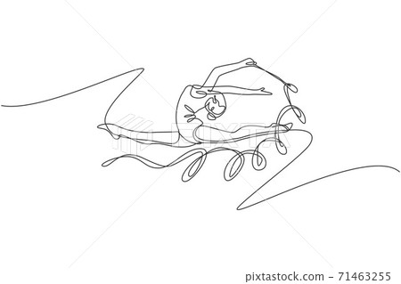 One continuous line drawing of young ballerina girl in motion. Rhythmic gymnast in leotard with ribbon. Healthy sport and active dance concept. Dynamic single line draw design vector illustration One continuous line drawing of young ballerina girl in motion. Rhythmic gymnast in leotard with ribbon. Healthy sport and active dance concept. Dynamic single line draw design vector illustration 71463255