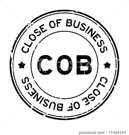 Grunge black COB close of business word round rubber seal stamp on white background Grunge black COB close of business word round rubber seal stamp on white background 71464344
