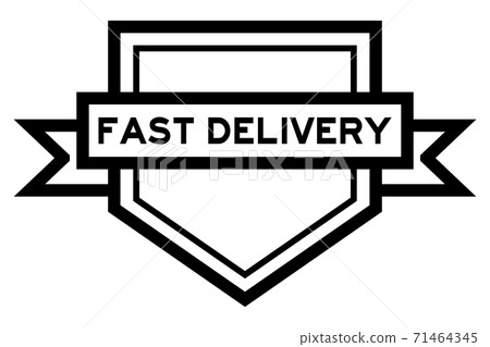 Vintage black color pentagon label banner with word fast delivery on white background Vintage black color pentagon label banner with word fast delivery on white background 71464345