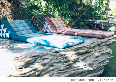 triangle backrest pillow & folding mattress for resting in garden 71464676