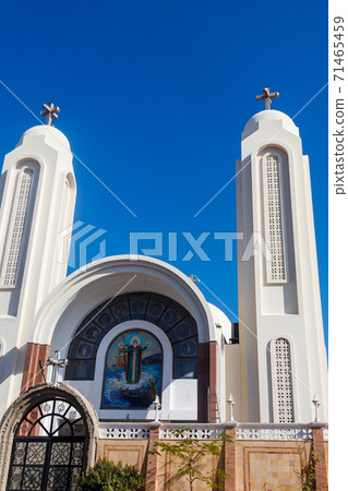 Facade of Coptic Orthodox church in Hurghada, Egypt 71465459