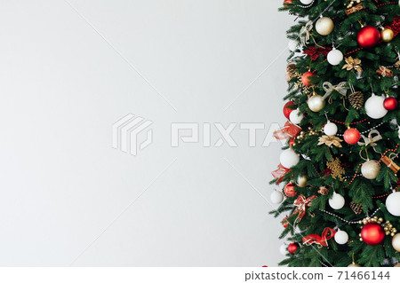 Christmas tree twigs with decor for the new year place for inscriptions 71466144