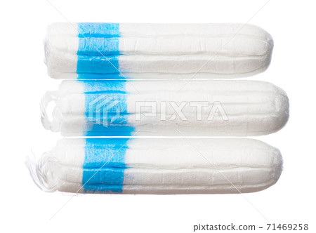 Female medical tampons isolated on white background Female medical tampons isolated on white background 71469258