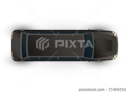 Top view of realistic glossy black limo, luxury car on white Top view of realistic glossy black limo, luxury car on white 71469358