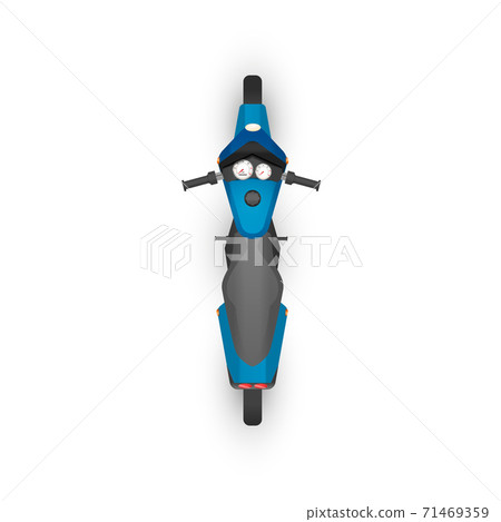 Top view of realistic glossy blue sport motorcycle on white Top view of realistic glossy blue sport motorcycle on white 71469359