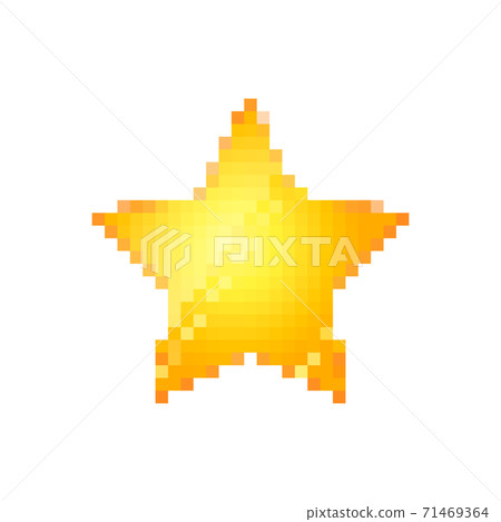Bright glossy yellow star in pixel art style on white Bright glossy yellow star in pixel art style on white 71469364