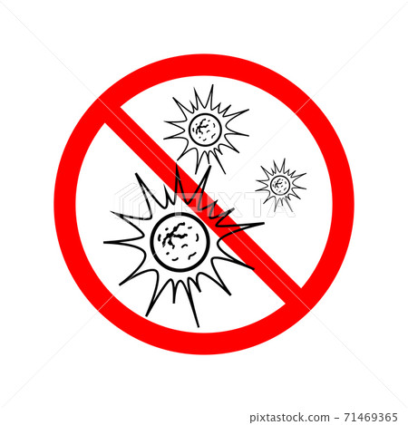 Virus icon with red forbidden sign on white Virus icon with red forbidden sign on white 71469365