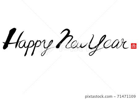 calligraphy writing, ﻿the Ox (the second of the twelve signs of the Chinese zodiac), new year's card 71471109