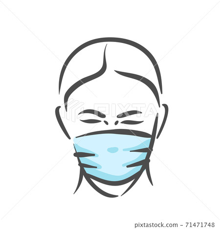Emotional face with medical mask, pandemic, virus, COVID-19 panic emotion 71471748