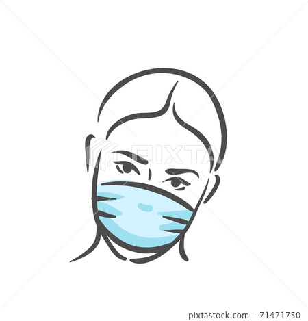 Emotional face with medical mask, pandemic, virus, COVID-19 panic emotion Emotional face with medical mask, pandemic, virus, COVID-19 panic emotion 71471750