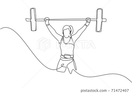Single continuous line drawing of young strong... - Stock Illustration ...