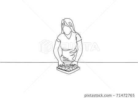 Single continuous line drawing of young beauty billiards girl preparing ball pool billiards table at billiard room in bar. Indoor sport game concept. Trendy one line draw design vector illustration 71472765