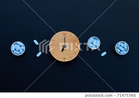 Clock with "PrEP" ( Pre-Exposure Prophylaxis). used to prevent HIV on dark background. 71475368
