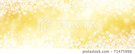 [Sakura背景圖像素材]閃閃發光的櫻花背景金色[用於日式設計] 71475998