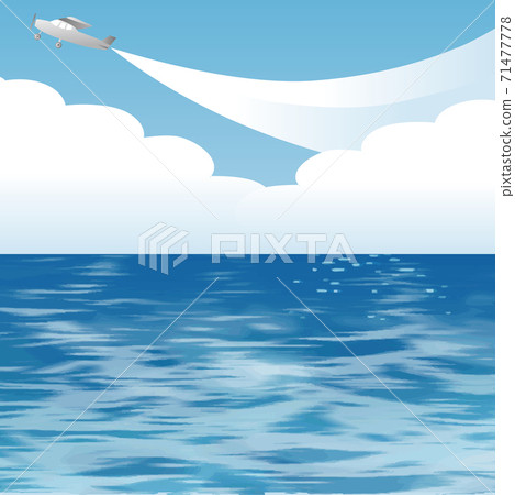 Summer sea blue sky airplane copy space background illustration Summer sea blue sky airplane copy space background illustration 71477778