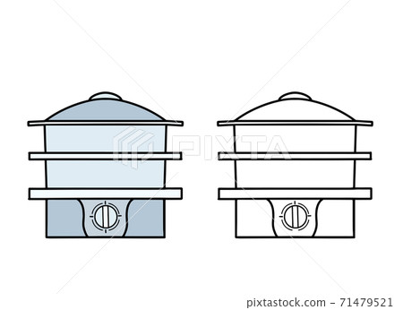Set of outline empty steamer. Contour illustration of kitchen utensils. Healthy steamed food. Line art vector illustration Set of outline empty steamer. Contour illustration of kitchen utensils. Healthy steamed food. Line art vector illustration 71479521