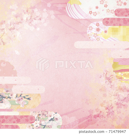 Background material that feels the texture of Japanese paper Spring, cherry blossom season [1: 1] 71479947
