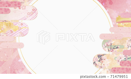 Background material that feels the texture of Japanese paper Spring, cherry blossom season [16: 9] 71479951