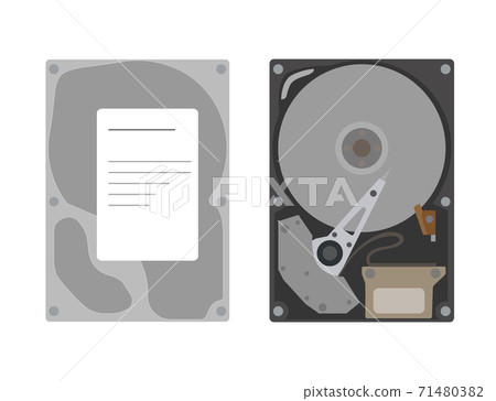 Set of flat illustration Hard Disk Drive. Isolated on white background. HDD top view. Vector technological objects Set of flat illustration Hard Disk Drive. Isolated on white background. HDD top view. Vector technological objects 71480382
