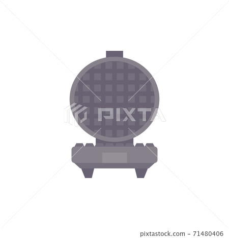 Flat illustration of an open waffle iron front view on white background. Tool for making breakfast. Simple vector image Flat illustration of an open waffle iron front view on white background. Tool for making breakfast. Simple vector image 71480406