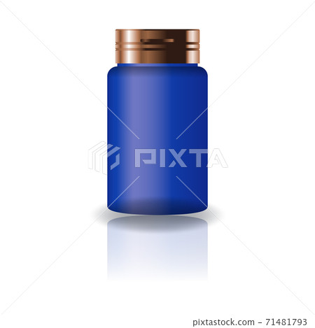 Blank blue medicine round bottle with cap lid for beauty or healthy product. Blank blue medicine round bottle with cap lid for beauty or healthy product. 71481793