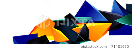 Triangle mosaic abstract background, 3d triangular low poly shapes. Geometric vector illustration for covers, banners, flyers and posters and other 71481950