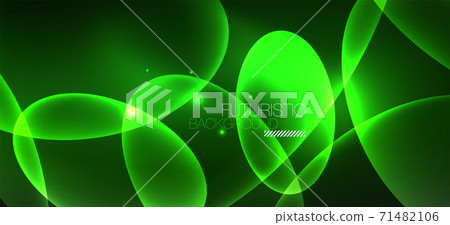 Neon ellipses abstract backgrounds. Shiny bright round shapes glowing in the dark. Vector futuristic illustrations for covers, banners, flyers and posters and other 71482106