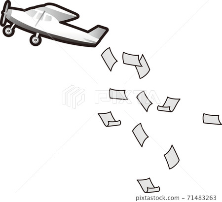 Airplane Cessna promotion flickering black and white illustration material 71483263