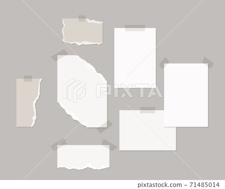 Mood board mockup template. Empty sheets of white paper on the wall with shadow overlay. Mockup vector isolated. Template design. Realistic vector illustration. 71485014