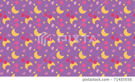 Cherry and moon pattern background material 71485056