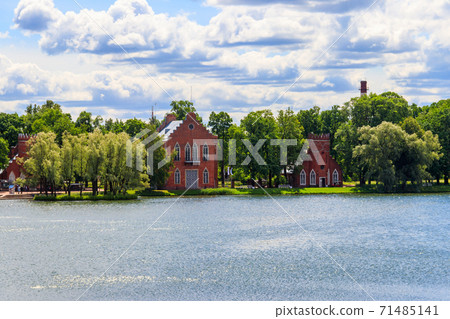 Admiralty on a bank of Big Pond in Catherine park at Tsarskoye Selo in Pushkin, Russia 71485141