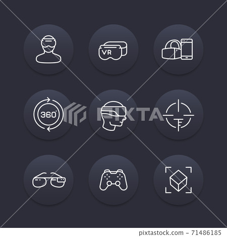 virtual reality line icons set - Stock Illustration [71486185] - PIXTA
