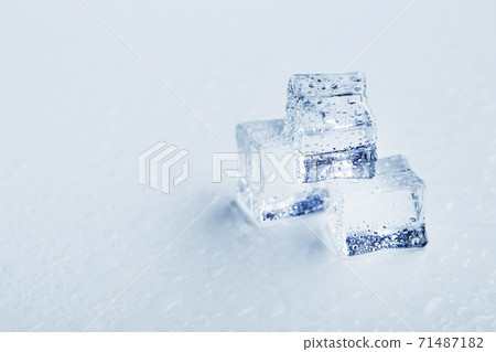 Blocks of Ice With water Drops close-up. 71487182
