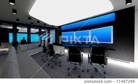 Meeting Room with blue screen. Modern conference room Business and presentation concept. 3D Rendering 71487299
