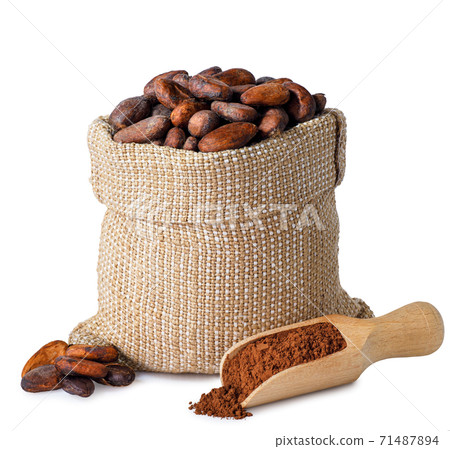 cacao beans in bag 71487894