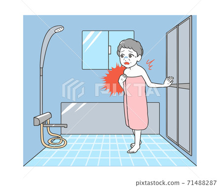 Heat shock in the bathroom Elderly woman 71488287