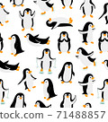 Little penguins in different poses seamless pattern 71488857