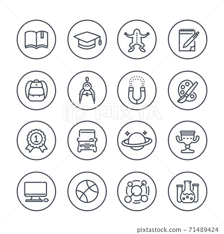 school and college line icons school and college line icons 71489424