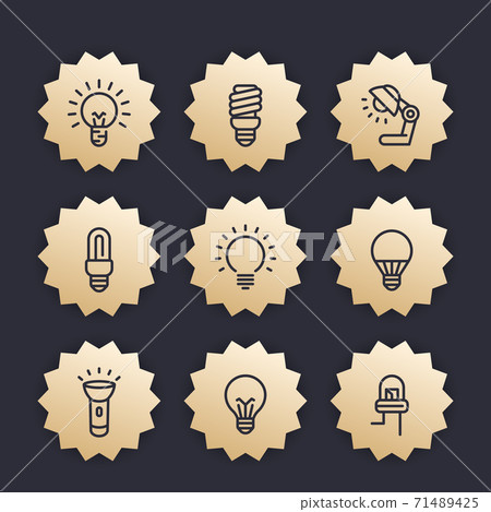 light bulbs line icons, vector badges light bulbs line icons, vector badges 71489425