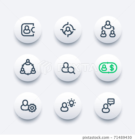 Management, human resources, HR, line icons set Management, human resources, HR, line icons set 71489430
