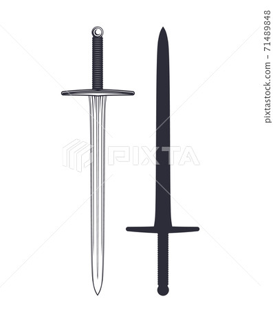 medieval sword isolated on white - Stock Illustration [71489848] - PIXTA