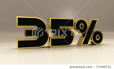 35 percent 3d gold and black luxury text isolated on white, 3d render illustration 35 percent 3d gold and black luxury text isolated on white, 3d render illustration 71490552
