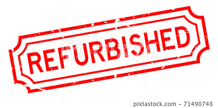 Grunge red refurbished word rubber seal stamp on white background 71490748
