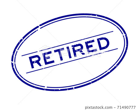 Grunge blue retired word oval rubber seal stamp on white background 71490777