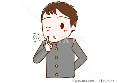 A male student who winks with a secret finger A male student who winks with a secret finger 71492027